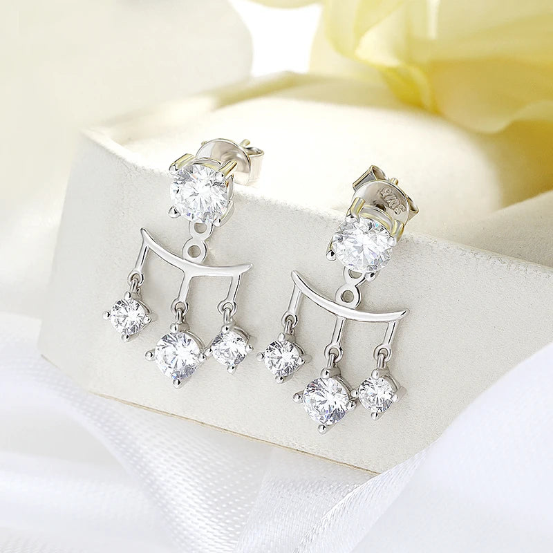 2CTTW Full Moissanite Drop Earrings for Women Sparkling Brilliant cut S925 Sterling Silver Plated 18k Wedding Jewelry GRA