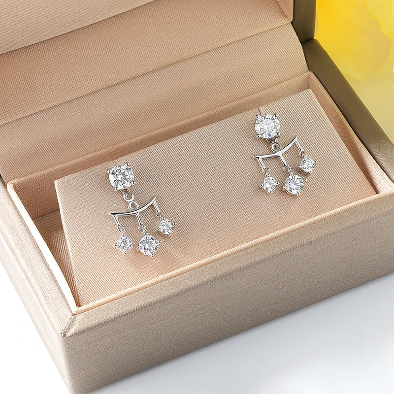 2CTTW Full Moissanite Drop Earrings for Women Sparkling Brilliant cut S925 Sterling Silver Plated 18k Wedding Jewelry GRA
