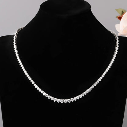 3-4.5mm Gradient Moissanite Tennis Necklace in 925 Sterling Silver with D Color Lab-Created Diamonds, 3-Claw Setting