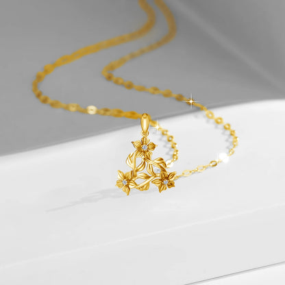 Certified Moissanite Flower Necklace in Gold for Women – Natural Stone Pendant with Diamond-Like Brilliance and Chain, Luxury Gift 2025