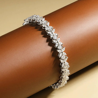 1.5*3mm Marquise Cut Moissanite Bracelet for Women | D Color Diamond-Grade Four Leaf Clover Design | 925 Sterling Silver Fine Jewelry