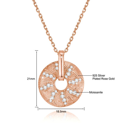 Round Moissanite Sun Necklace in Gold – Luxury Pendant with Chain, Trending 2024 Jewelry, Non-Tarnish