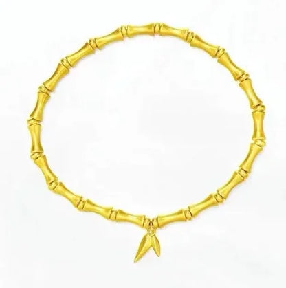 24K Pure Gold Bamboo Bracelet | Women's Elastic Design | 999 Real Gold