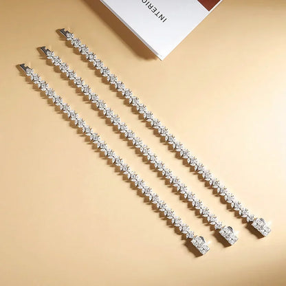 1.5*3mm Marquise Cut Moissanite Bracelet for Women | D Color Diamond-Grade Four Leaf Clover Design | 925 Sterling Silver Fine Jewelry