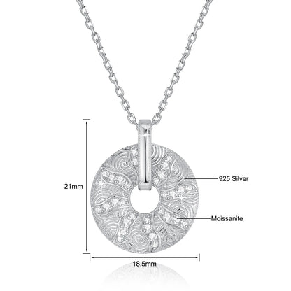 Round Moissanite Sun Necklace in Gold – Luxury Pendant with Chain, Trending 2024 Jewelry, Non-Tarnish