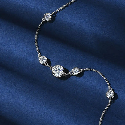 Adjustable 21.5cm 925 Silver Bracelet for Women Featuring 6.5mm & 2.5mm VVS1 Moissanite Diamonds – 2025 Trend Jewelry Gift