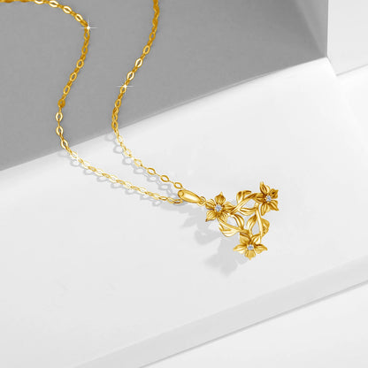 Certified Moissanite Flower Necklace in Gold for Women – Natural Stone Pendant with Diamond-Like Brilliance and Chain, Luxury Gift 2025