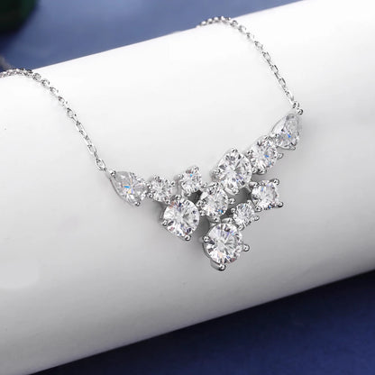 4.8cttw Full Moissanite Pendant Necklace for Women S925 Silver Round & Pear Cut Lab Diamond Necklace