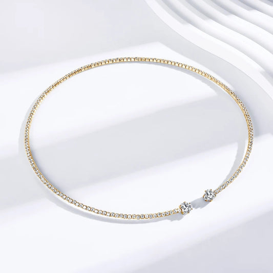 925 Sterling Silver Heart Choker Necklace Featuring 1.60CT D-Color Moissanite – GRA Certified Wedding Charm Jewelry for Women