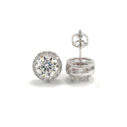 GRA Certified 0.3-4ct D Color Moissanite Round Cut Stud Earrings in 925 Sterling Silver
