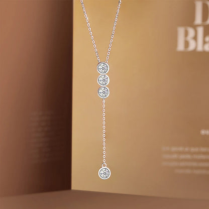3mm/5mm Full Moissanite Necklace for Girls – Classic Bubble Clavicular Chain in 925 Sterling Silver, GRA Certified Fine Jewelry