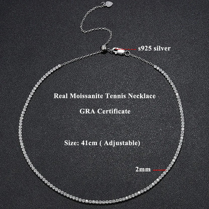 Serenity Flower Shape D Color Moissanite Tennis Necklace for Women – 100% 925 Sterling Silver with 18K Gold Plated Adjustable Chain Jewelry