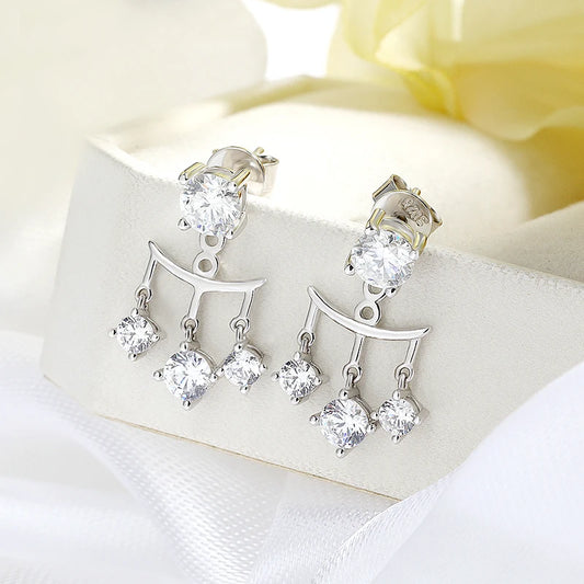 2CTTW Full Moissanite Drop Earrings for Women Sparkling Brilliant cut S925 Sterling Silver Plated 18k Wedding Jewelry GRA