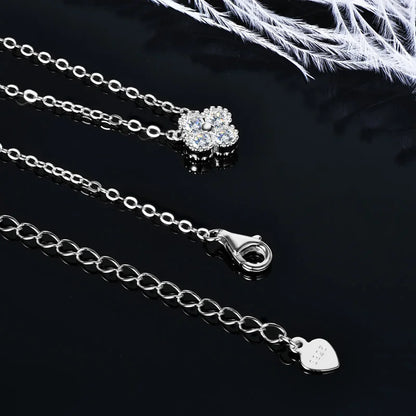 3-in-1 Clover Flower Pendant Necklace Earrings Bracelet Sets 925 Silver 3mm D Moissanite Jewelry Set