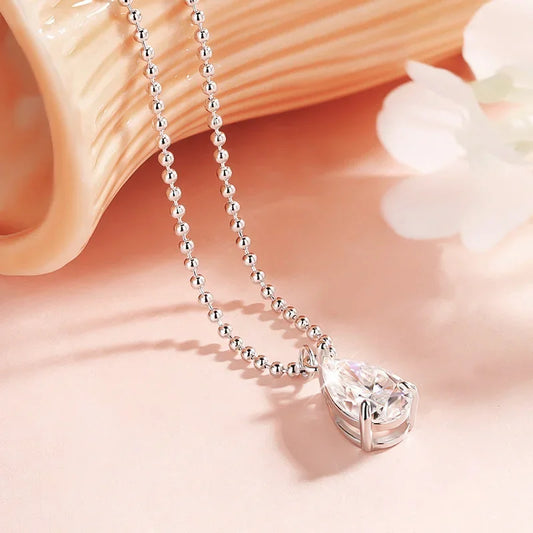 Pear-Cut Moissanite Pendant Necklace - Sterling Silver 925 with 18K Plating (2CT-6CT)