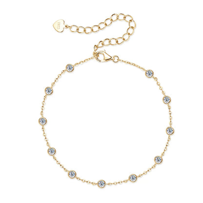 Adjustable 21.5cm 925 Silver Bracelet for Women Featuring 6.5mm & 2.5mm VVS1 Moissanite Diamonds – 2025 Trend Jewelry Gift