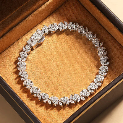 1.5*3mm Marquise Cut Moissanite Bracelet for Women | D Color Diamond-Grade Four Leaf Clover Design | 925 Sterling Silver Fine Jewelry