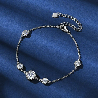 Adjustable 21.5cm 925 Silver Bracelet for Women Featuring 6.5mm & 2.5mm VVS1 Moissanite Diamonds – 2025 Trend Jewelry Gift
