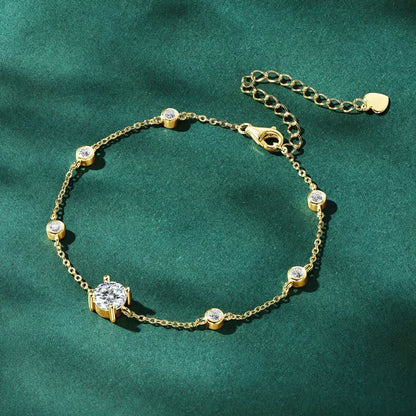 Adjustable 21.5cm 925 Silver Bracelet for Women Featuring 6.5mm & 2.5mm VVS1 Moissanite Diamonds – 2025 Trend Jewelry Gift