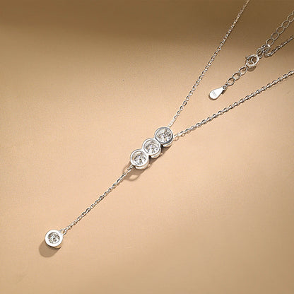 3mm/5mm Full Moissanite Necklace for Girls – Classic Bubble Clavicular Chain in 925 Sterling Silver, GRA Certified Fine Jewelry