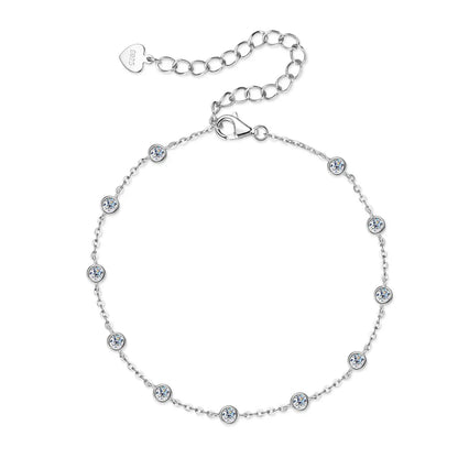 Adjustable 21.5cm 925 Silver Bracelet for Women Featuring 6.5mm & 2.5mm VVS1 Moissanite Diamonds – 2025 Trend Jewelry Gift