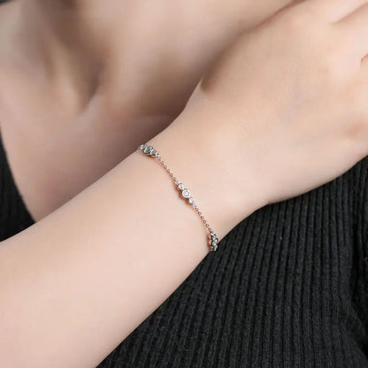 Adjustable 21.5cm 925 Silver Bracelet for Women Featuring 6.5mm & 2.5mm VVS1 Moissanite Diamonds – 2025 Trend Jewelry Gift
