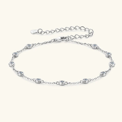 Adjustable 21.5cm 925 Silver Bracelet for Women Featuring 6.5mm & 2.5mm VVS1 Moissanite Diamonds – 2025 Trend Jewelry Gift