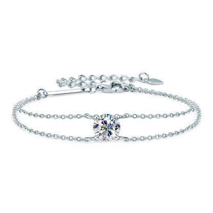 Adjustable 21.5cm 925 Silver Bracelet for Women Featuring 6.5mm & 2.5mm VVS1 Moissanite Diamonds – 2025 Trend Jewelry Gift