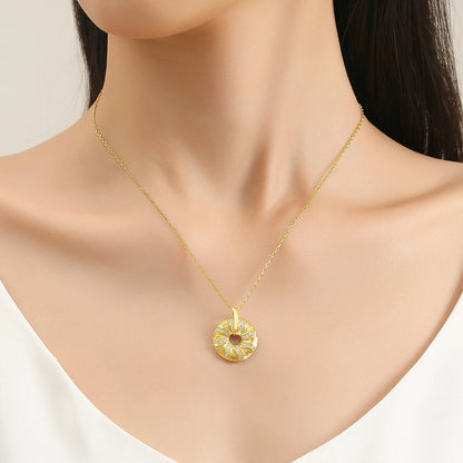 Round Moissanite Sun Necklace in Gold – Luxury Pendant with Chain, Trending 2024 Jewelry, Non-Tarnish