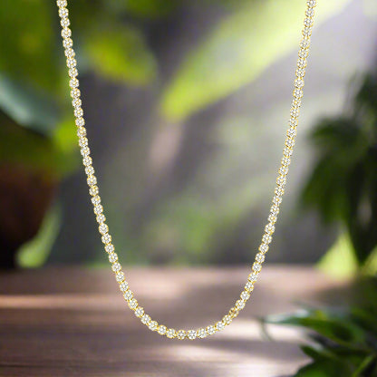 Serenity Flower Shape D Color Moissanite Tennis Necklace for Women – 100% 925 Sterling Silver with 18K Gold Plated Adjustable Chain Jewelry