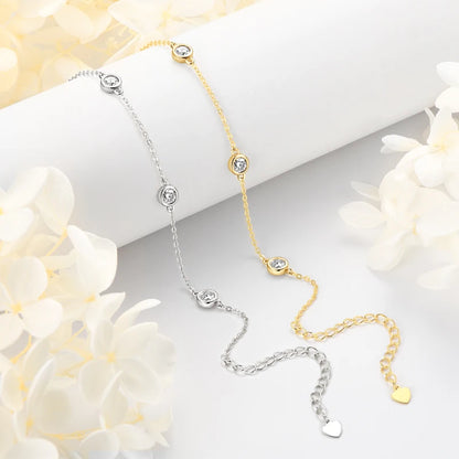 Adjustable 21.5cm 925 Silver Bracelet for Women Featuring 6.5mm & 2.5mm VVS1 Moissanite Diamonds – 2025 Trend Jewelry Gift