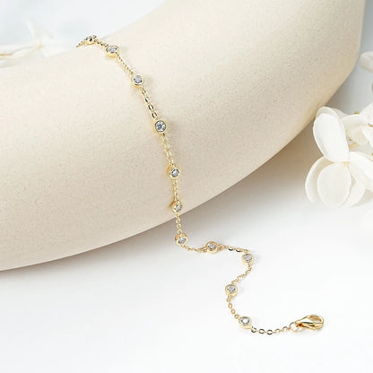 Adjustable 21.5cm 925 Silver Bracelet for Women Featuring 6.5mm & 2.5mm VVS1 Moissanite Diamonds – 2025 Trend Jewelry Gift