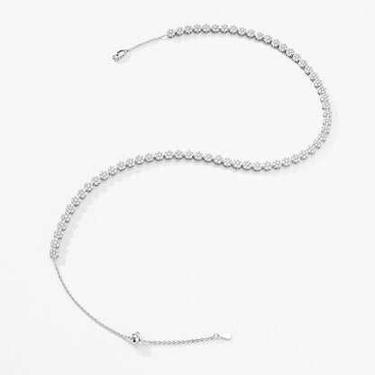 Serenity Flower Shape D Color Moissanite Tennis Necklace for Women – 100% 925 Sterling Silver with 18K Gold Plated Adjustable Chain Jewelry