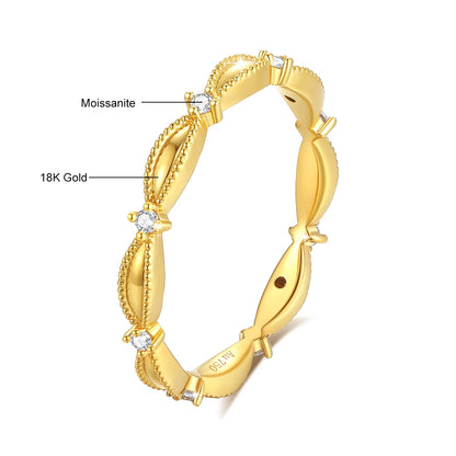 100% Real 18k Gold Wedding Ring for Women featuring a certified moissanite diamond known for its exceptional brilliance and durability