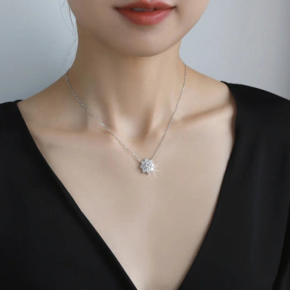 925 Sterling Silver Original Certified 2cttw Moissanite Jewelry Sets For Women Sunflower Pendant Necklace Earring Fine Jewelry