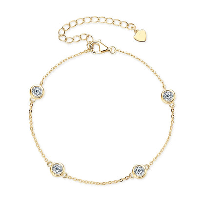 Adjustable 21.5cm 925 Silver Bracelet for Women Featuring 6.5mm & 2.5mm VVS1 Moissanite Diamonds – 2025 Trend Jewelry Gift