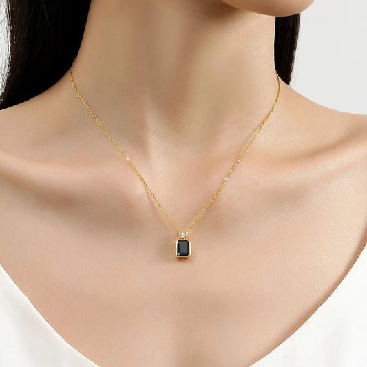 Midnight Elegance: Emerald-Cut Black Moissanite in 14K Gold