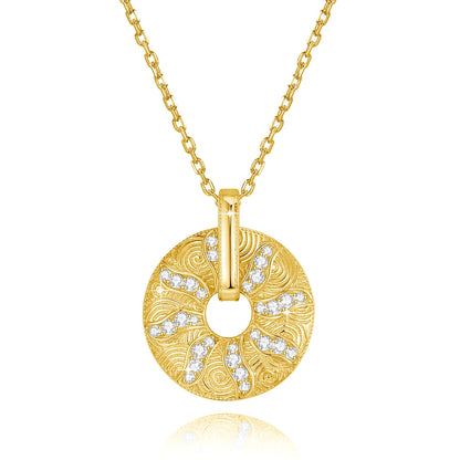 Round Moissanite Sun Necklace in Gold – Luxury Pendant with Chain, Trending 2024 Jewelry, Non-Tarnish
