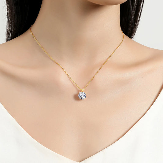 Certified 14k Gold Moissanite Pendant | 6.5mm D Color Gem | Luxury AU585 Necklace