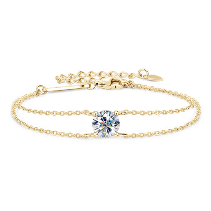 Adjustable 21.5cm 925 Silver Bracelet for Women Featuring 6.5mm & 2.5mm VVS1 Moissanite Diamonds – 2025 Trend Jewelry Gift