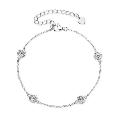 Adjustable 21.5cm 925 Silver Bracelet for Women Featuring 6.5mm & 2.5mm VVS1 Moissanite Diamonds – 2025 Trend Jewelry Gift