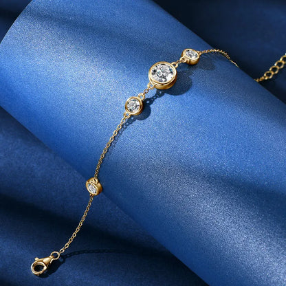 Adjustable 21.5cm 925 Silver Bracelet for Women Featuring 6.5mm & 2.5mm VVS1 Moissanite Diamonds – 2025 Trend Jewelry Gift