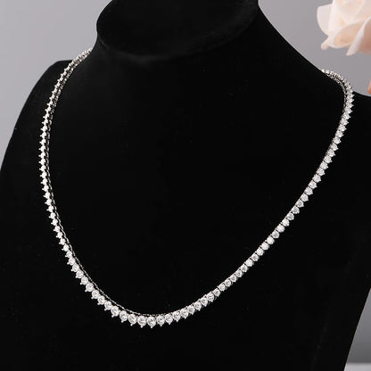 3-4.5mm Gradient Moissanite Tennis Necklace in 925 Sterling Silver with D Color Lab-Created Diamonds, 3-Claw Setting