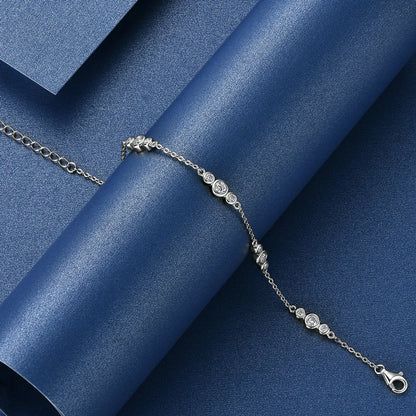 Adjustable 21.5cm 925 Silver Bracelet for Women Featuring 6.5mm & 2.5mm VVS1 Moissanite Diamonds – 2025 Trend Jewelry Gift