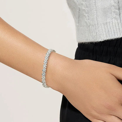 1.5*3mm Marquise Cut Moissanite Bracelet for Women | D Color Diamond-Grade Four Leaf Clover Design | 925 Sterling Silver Fine Jewelry