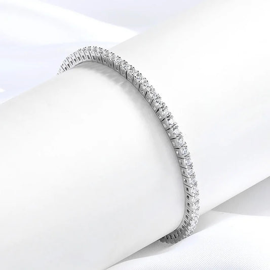 Exquisite 2MM D Color Moissanite Tennis Bracelet crafted with genuine 925 Silver