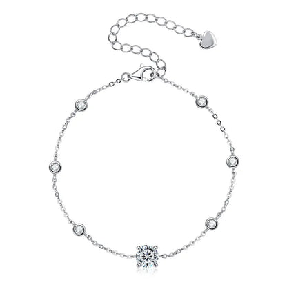 Adjustable 21.5cm 925 Silver Bracelet for Women Featuring 6.5mm & 2.5mm VVS1 Moissanite Diamonds – 2025 Trend Jewelry Gift
