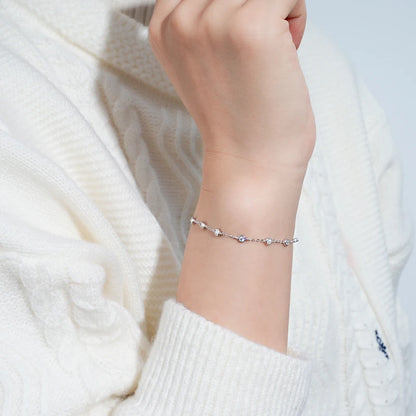 Adjustable 21.5cm 925 Silver Bracelet for Women Featuring 6.5mm & 2.5mm VVS1 Moissanite Diamonds – 2025 Trend Jewelry Gift