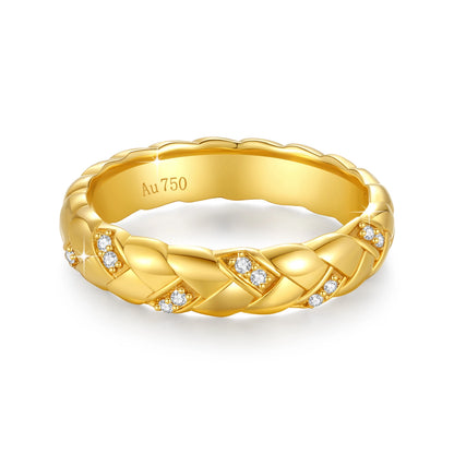 100% Real 18k Gold Wedding Ring for Women featuring a certified moissanite diamond known for its exceptional brilliance and durability