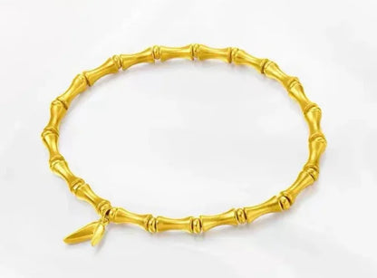 24K Pure Gold Bamboo Bracelet | Women's Elastic Design | 999 Real Gold